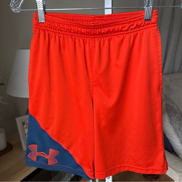 Under Armour Boy’s Orange/blue Drawstring W/pockets Active Loose Shorts Youth M - Picture 2 of 8